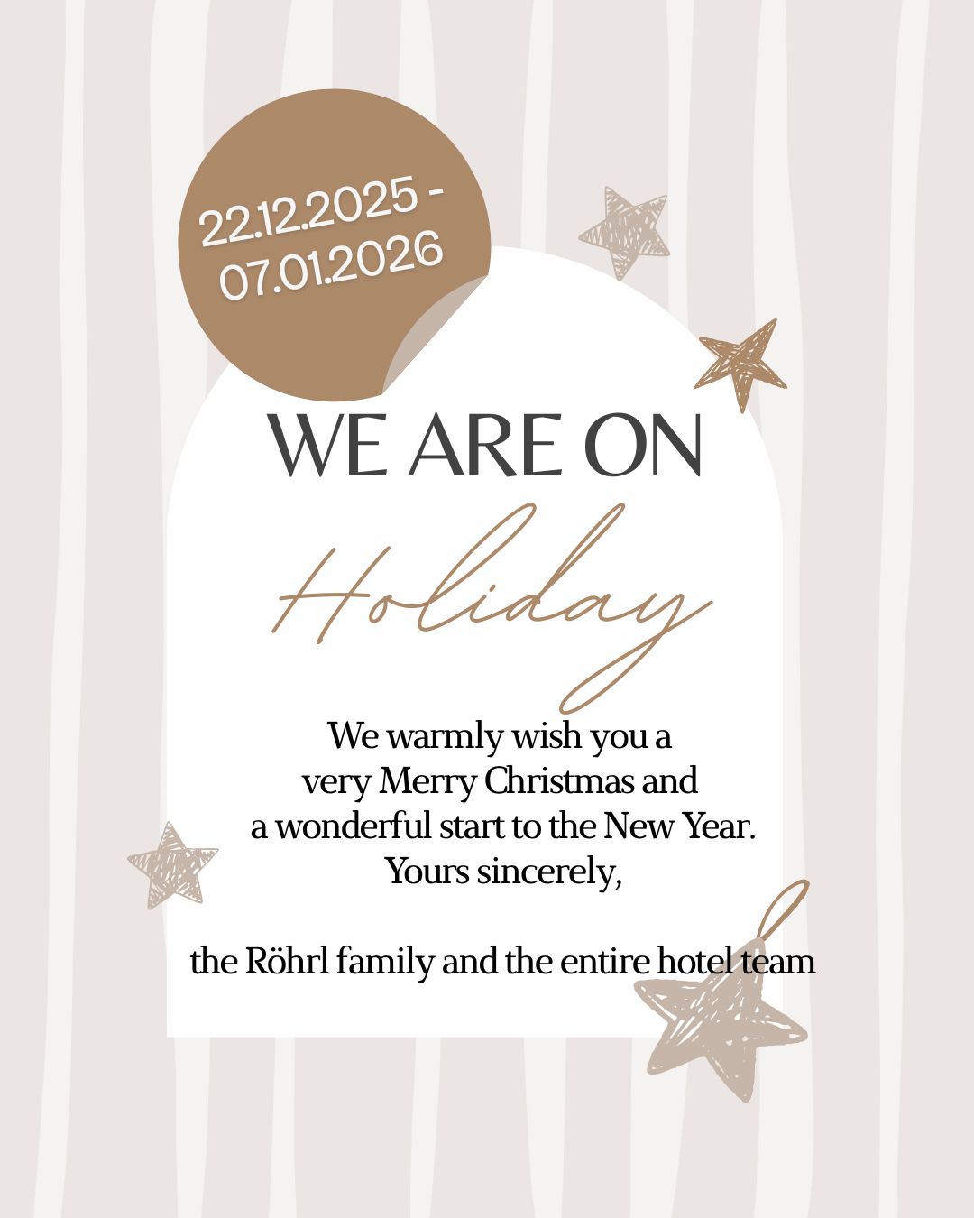 Pop up we are on holidays