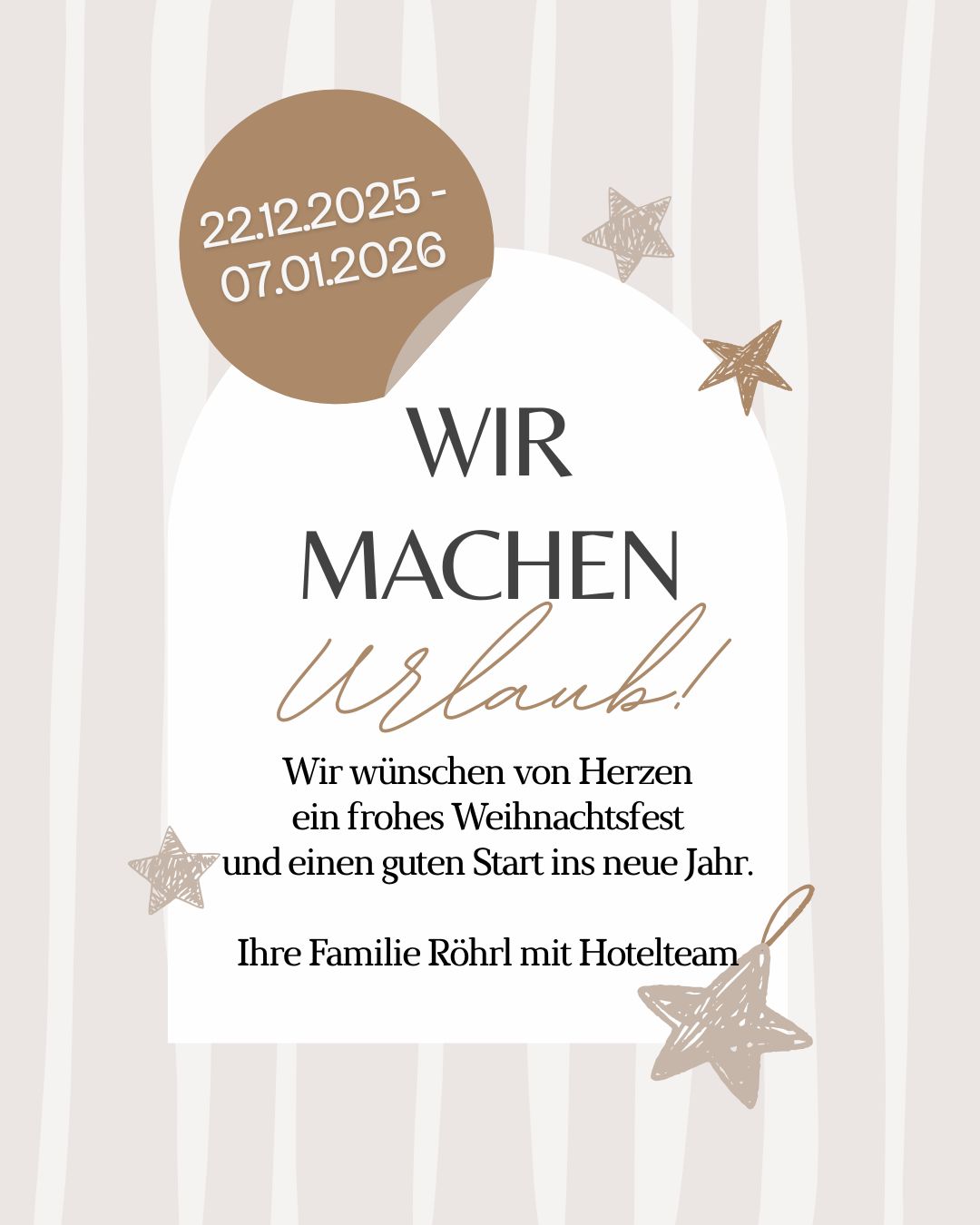 POP up Betriebsurlaub